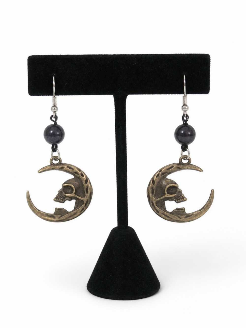 Handcrafted Skull Moon Earrings